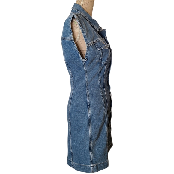 ETICA X Anthro Size Medium Gabriela Seamed Coba Blue Denim Fitted Mini Dress NWT - Picture 12 of 13
